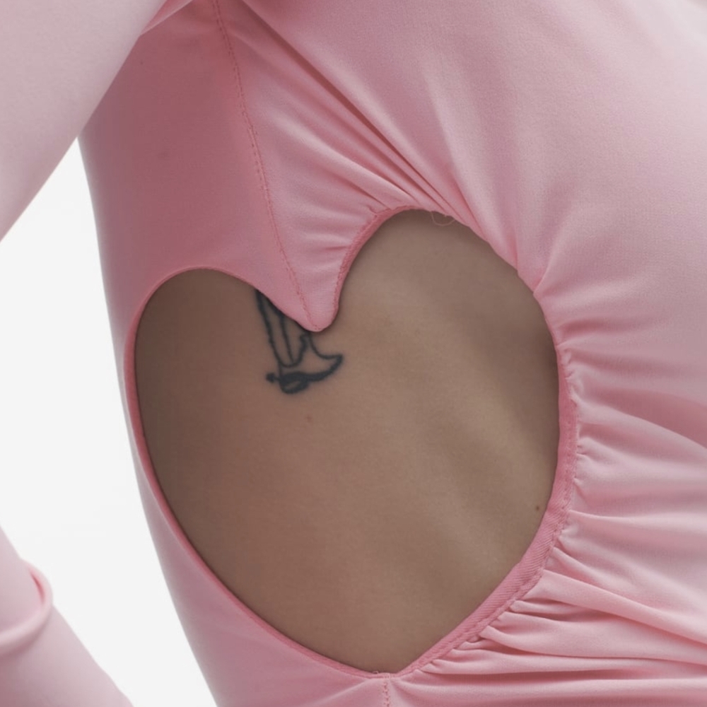 Heart Draped Bodysuit Zara Pink S